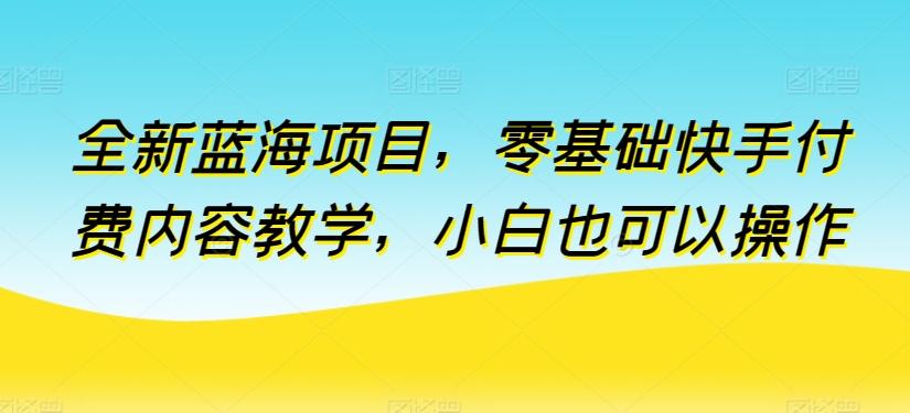 全新蓝海项目，零基础快手付费内容教学，小白也可以操作【揭秘】-跃知万川