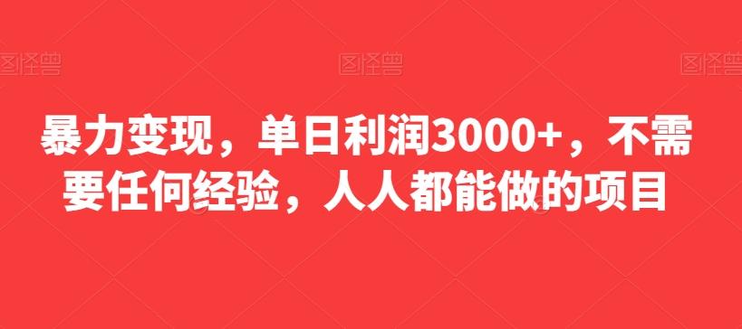 暴力变现，单日利润3000+，不需要任何经验，人人都能做的项目-跃知万川