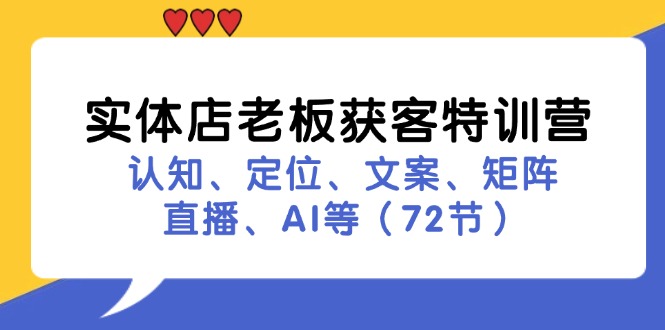 实体店老板获客特训营：认知、定位、文案、矩阵、直播、AI等(72节-跃知万川