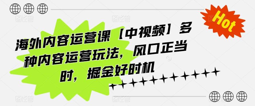 海外内容运营课【中视频】多种内容运营玩法，风口正当时，掘金好时机-跃知万川
