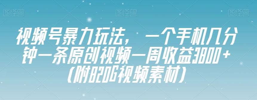 视频号暴力玩法，一个手机几分钟一条原创视频一周收益3800+（附820G视频素材）-跃知万川