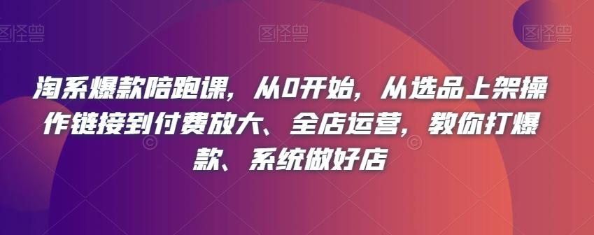 淘系爆款陪跑课，从0开始，从选品上架操作链接到付费放大、全店运营，教你打爆款、系统做好店-跃知万川