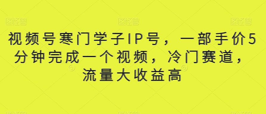 视频号寒门学子IP号，一部手价5分钟完成一个视频，冷门赛道，流量大收益高【揭秘】-跃知万川
