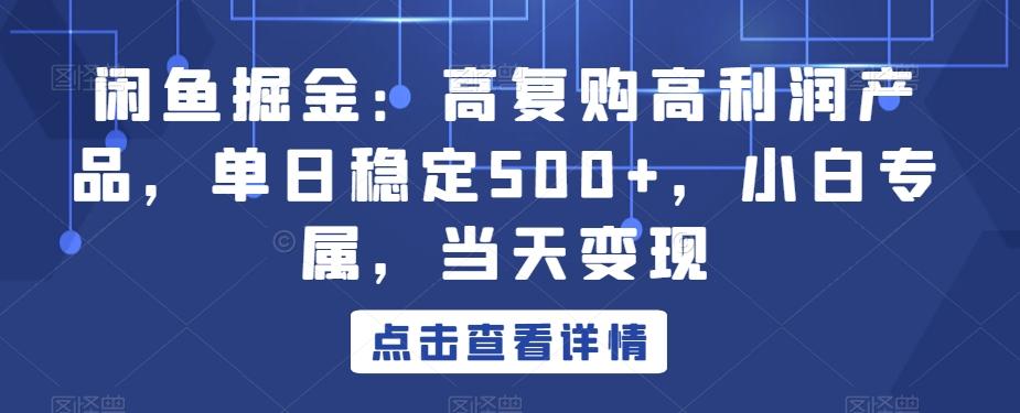 闲鱼掘金：高复购高利润产品，单日稳定500+，小白专属，当天变现-跃知万川