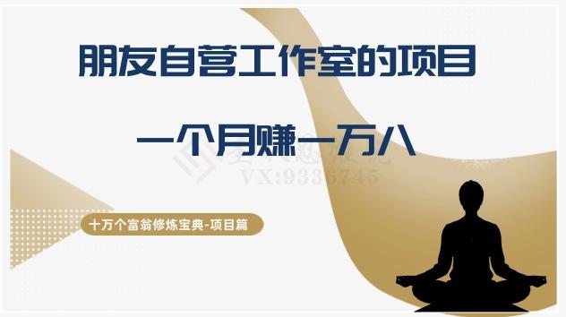 十万个富翁修炼宝典之16.朋友自营工作室的项目，一个月赚一万八-跃知万川