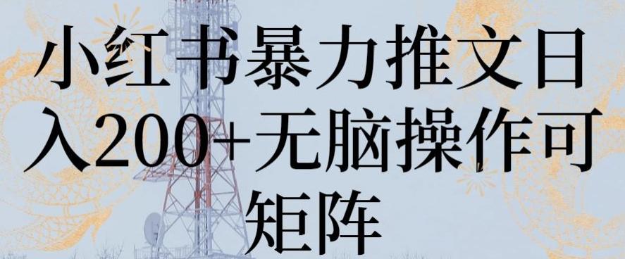 小红书暴力推文日入200+无脑操作可矩阵【揭秘】-跃知万川