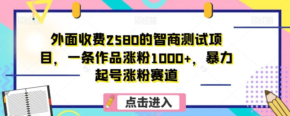 外面收费2580的智商测试项目，一条作品涨粉1000+，暴力起号涨粉赛道【揭秘】-跃知万川