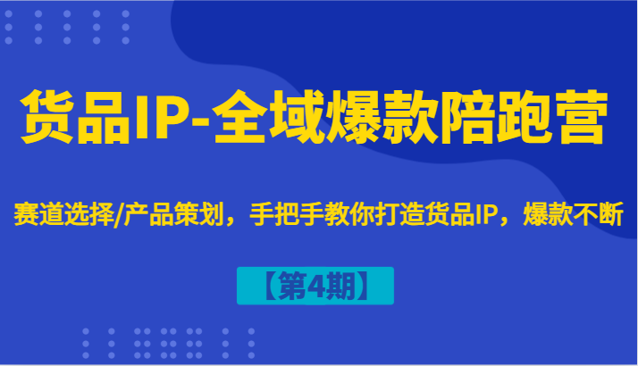 货品IP-全域爆款陪跑营【第4期】赛道选择/产品策划，手把手教你打造货品IP，爆款不断-跃知万川