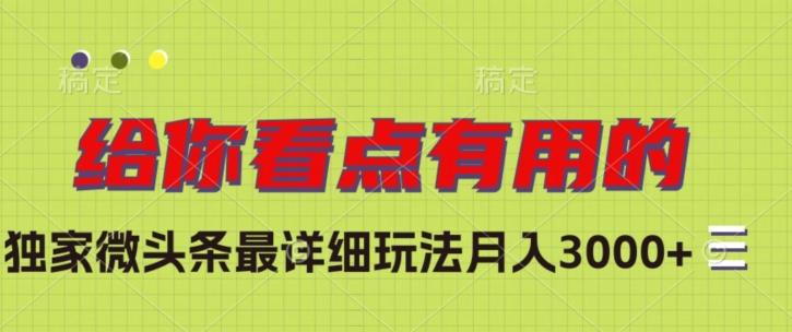 独家微头条最详细玩法，月入3000+【揭秘】-跃知万川