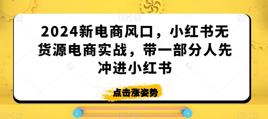 2024新电商风口，小红书无货源电商实战，带一部分人先冲进小红书-跃知万川