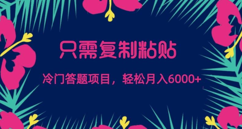 只需复制粘贴，冷门答题项目，轻松月入6000-跃知万川