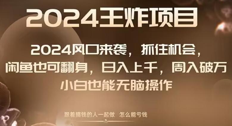2024风口项目来袭，抓住机会，闲鱼也可翻身，日入上千，周入破万，小白也能无脑操作-跃知万川