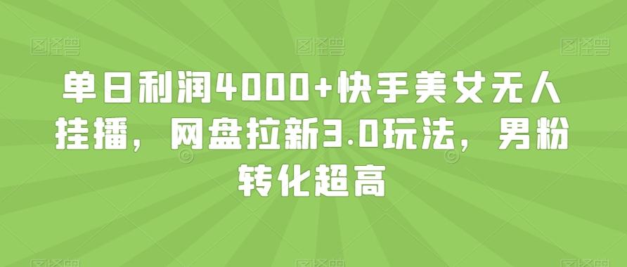 单日利润4000+快手美女无人挂播，网盘拉新3.0玩法，男粉转化超高【揭秘】-跃知万川