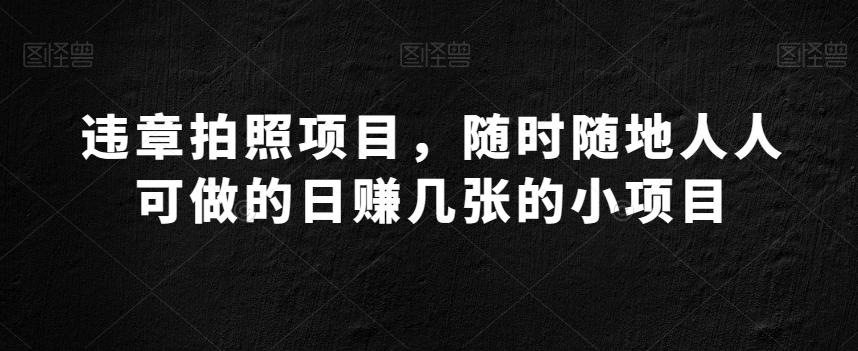 违章拍照项目，随时随地人人可做的日赚几张的小项目-跃知万川