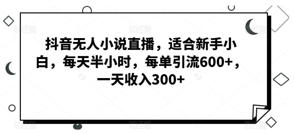 抖音无人小说直播，适合新手小白，每天半小时，每单引流600+，一天收入300+-跃知万川