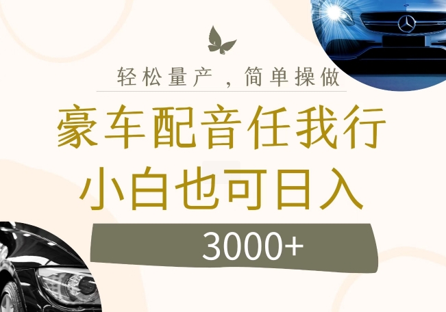 不为人知的暴力小项目，豪车配音，日入几张【揭秘】-跃知万川