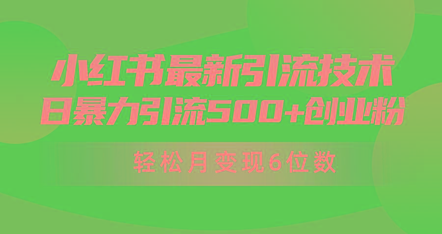 (9871期)日引500+月变现六位数24年最新小红书暴力引流兼职粉教程-跃知万川