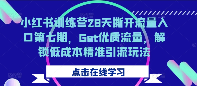 小红书训练营28天撕开流量入口第七期，Get优质流量，解锁低成本精准引流玩法-跃知万川