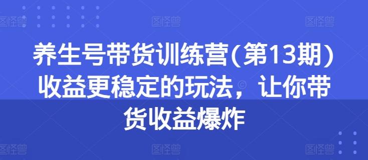 养生号带货训练营(第13期)收益更稳定的玩法，让你带货收益爆炸-跃知万川