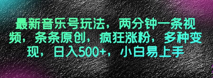 最新音乐号玩法，两分钟一条视频，条条原创，疯狂涨粉，多种变现，日入500+，小白易上手【揭秘】-跃知万川
