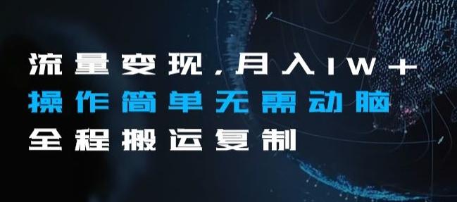 流量变现，月入1W+操作简单无需动脑全程搬运复制【揭秘】-跃知万川
