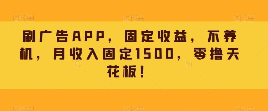 刷广告APP，固定收益，不养机，月收入固定1500，零撸天花板！-跃知万川