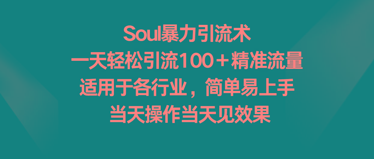 Soul暴力引流术，一天轻松引流100＋精准流量，适用于各行业，简单易上手！-跃知万川