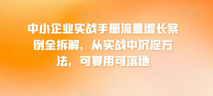 中小企业实战手册流量增长案例全拆解，从实战中沉淀方法，可复用可落地-跃知万川