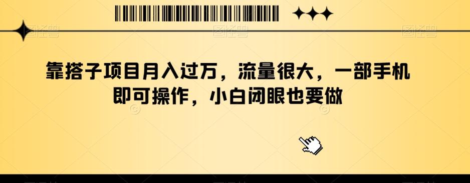 靠搭子项目月入过万，流量很大，一部手机即可操作，小白闭眼也要做-跃知万川