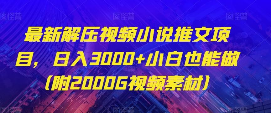 最新解压视频小说推文项目，日入3000+小白也能做（附2000G视频素材）【揭秘】-跃知万川