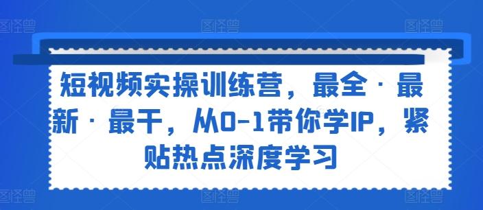 短视频实操训练营，最全·最新·最干，从0-1带你学IP，紧贴热点深度学习-跃知万川