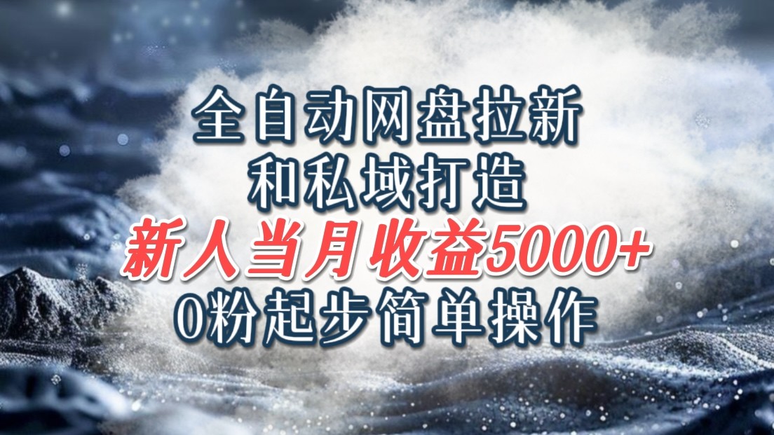 全自动网盘拉新和私域打造，0粉起步简单操作，新人入门当月收益5000以上-跃知万川