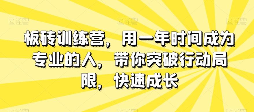 板砖训练营，用一年时间成为专业的人，带你突破行动局限，快速成长-跃知万川
