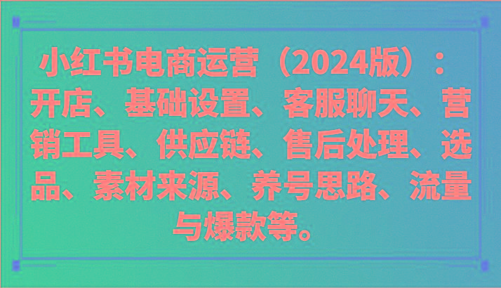 小红书电商运营(2024版)：开店、设置、供应链、选品、素材、养号、流量与爆款等-跃知万川