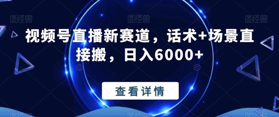 视频号直播新赛道，话术+场景直接搬，日入6000+-跃知万川
