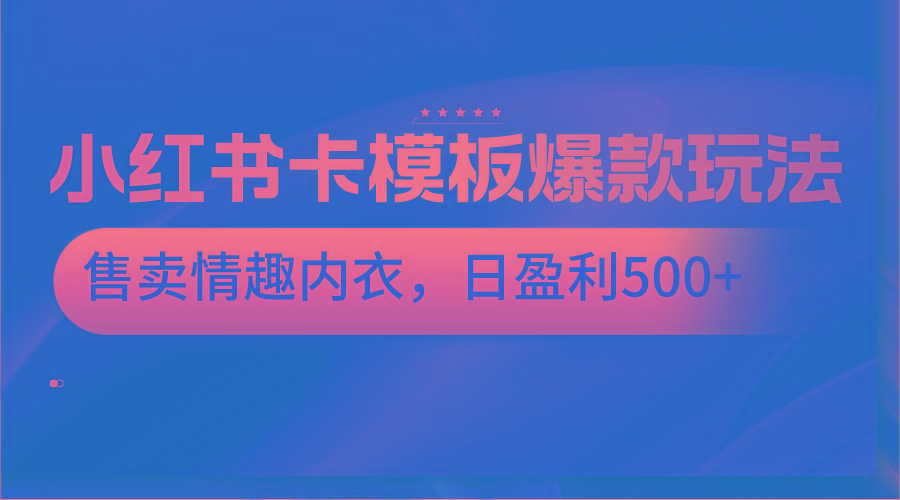 小红书卡模板爆款玩法，售卖情趣内衣，日盈利500+-跃知万川