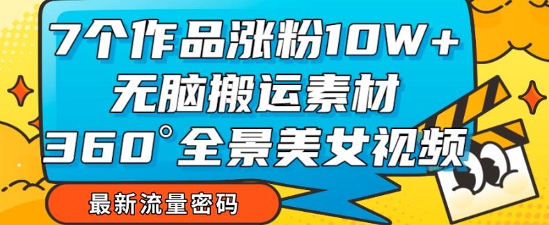7个作品涨粉10W+，无脑搬运素材，全景美女视频爆款玩法分享【揭秘】-跃知万川