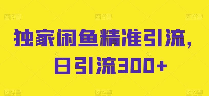 独家闲鱼精准引流，日引流300+【揭秘】-跃知万川