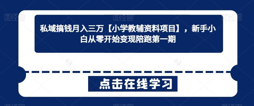 私域搞钱月入三万【小学教辅资料项目】，新手小白从零开始变现陪跑第一期-跃知万川