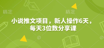 小说推文项目，新人操作6天，每天3位数分享课-跃知万川
