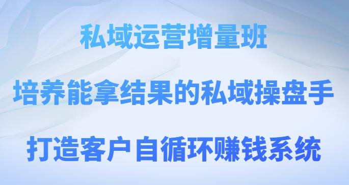 私域运营增量班，培养能拿结果的私域操盘手，打造客户自循环赚钱系统-跃知万川