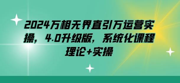 2024万相无界直引万运营实操，4.0升级版，系统化课程 理论+实操-跃知万川