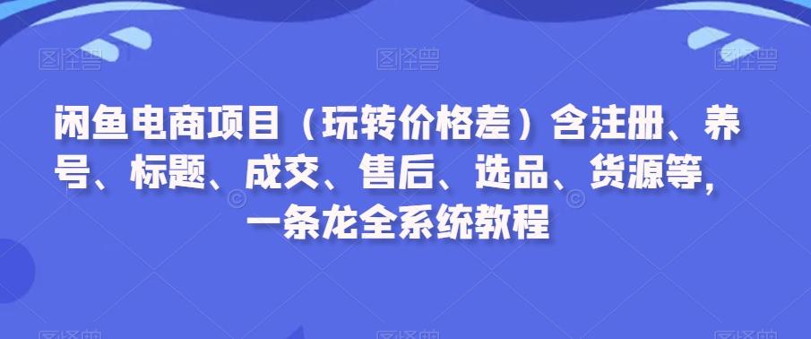 闲鱼电商项目(玩转价格差)含注册、养号、标题、成交、售后、选品、货源等，一条龙全系统教程-跃知万川