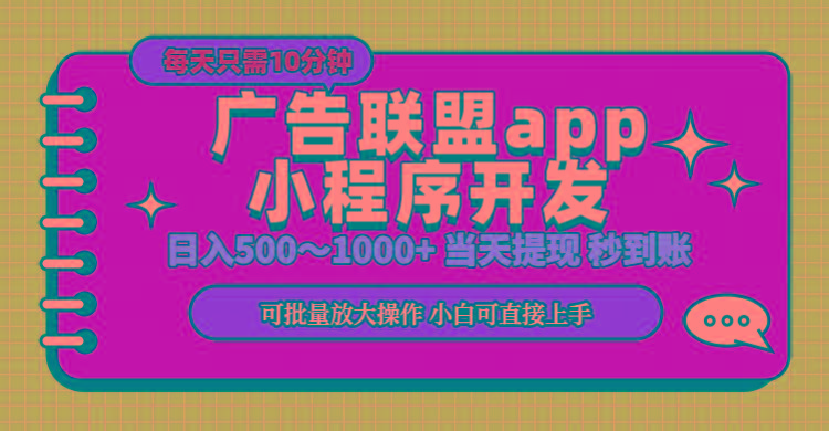 小程序开发 广告赚钱 日入500~1000+ 小白轻松上手！-跃知万川