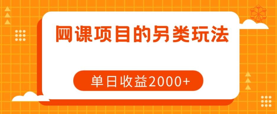 网课项目的另类玩法，单日收益2000+【揭秘】-跃知万川