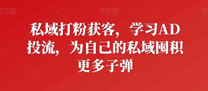 私域打粉获客，学习AD投流，为自己的私域囤积更多子弹-跃知万川