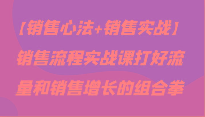 【销售心法+销售实战】销售流程实战课打好流量和销售增长的组合拳-跃知万川