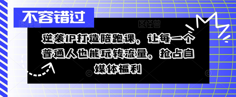 逆袭IP打造陪跑课，让每一个普通人也能玩转流量，抢占自媒体福利-跃知万川