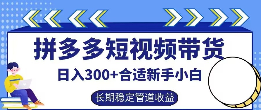 拼多多短视频带货日入300+有长期稳定被动收益，合适新手小白【揭秘】-跃知万川