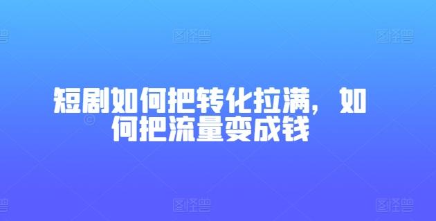短剧如何把转化拉满，如何把流量变成钱-跃知万川